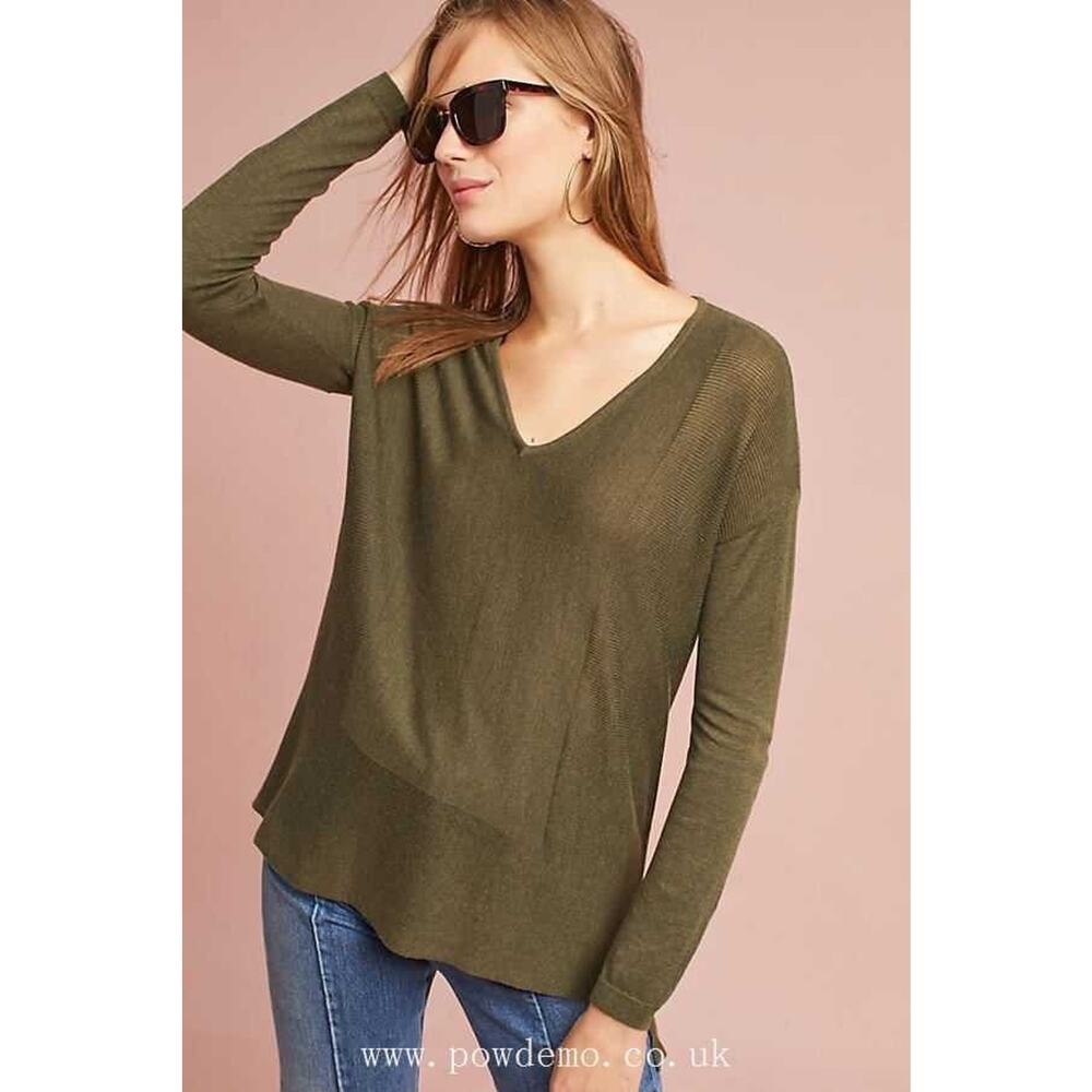 NWT Anthropologie En Elly High-Low V-Neck Pullover Sweatshirt $98 Size XS